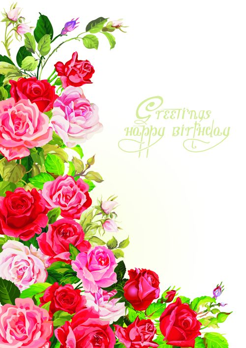 Happy birthday flowers greeting cards 02  