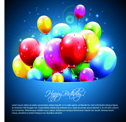 Happy birthday balloons of greeting card vector 06  