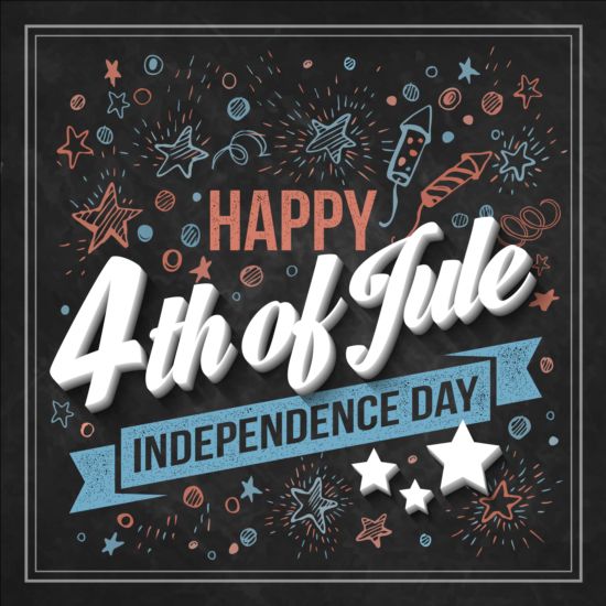 Independence day design elements with blackboard vectors 02  