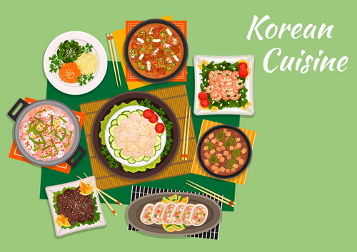 Vecteur de conception de cuisine coréenne 05  