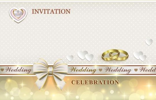 Carte d’invitation de mariage de luxe avec anneau de Golod vecteur 04  