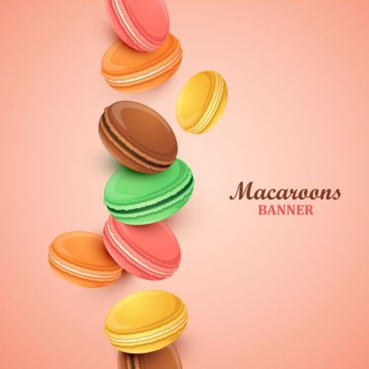 Macaroons met roze achtergrond vector 02  