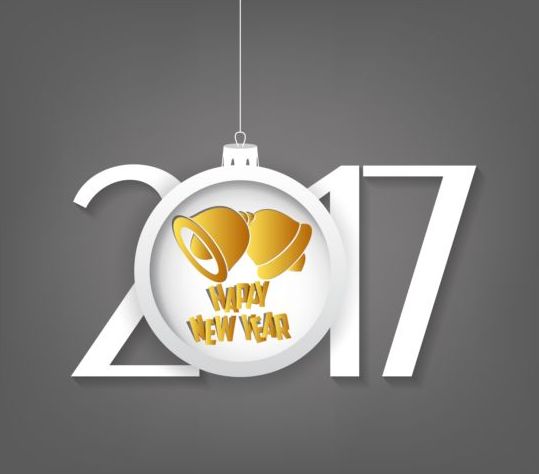 Nouvel an 2017 texte avec vecteur boule de Noël 10  