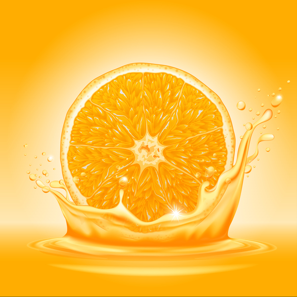 Orange juice splash vector background  