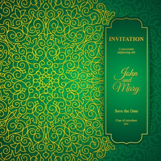 Orante vert mariage cartes d’invitation Design vecteur 12  
