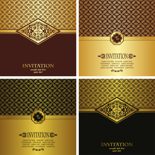 Ornate golden invitations design 04  