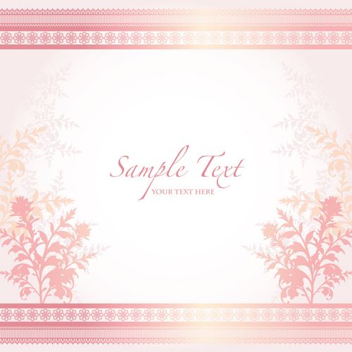 Pink border with floral background vector 06  