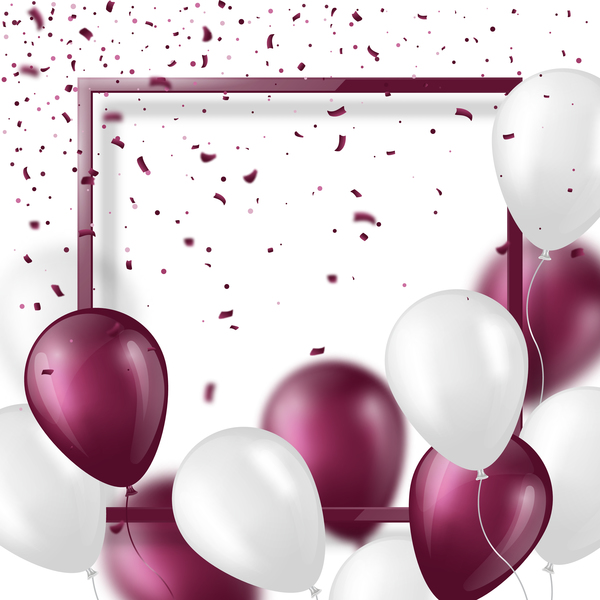 Purple with white balloon and frame background vector  