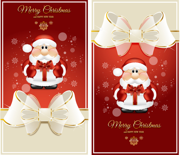 Rote Weihnachtskarte mit schönem Bogenvektor  