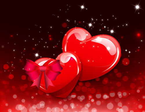Red glass heart valendines day vector 02  