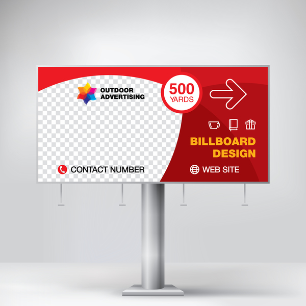 Red outdoor advertising billboard template vector 07  
