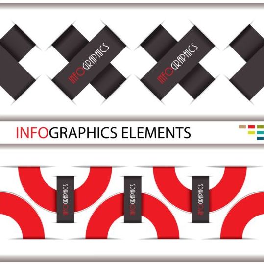 Rouge avec le vecteur créatif d’infographie noir 06  