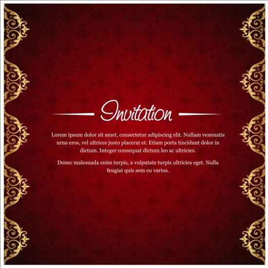 Red with golden invitation background vector 01  