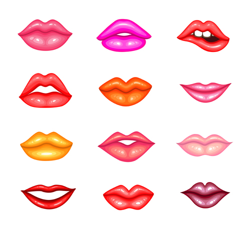 Set of lips vector material  