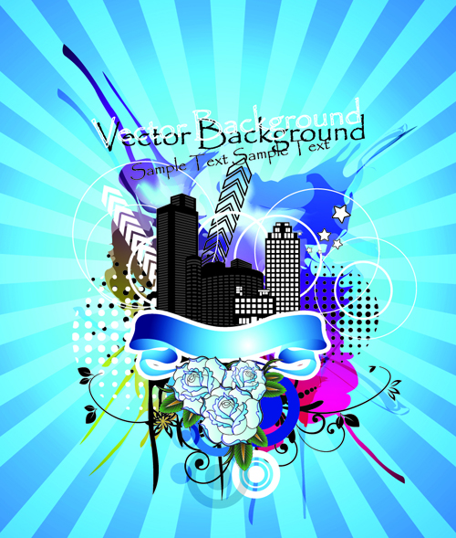 Stylish city party vector background 03  