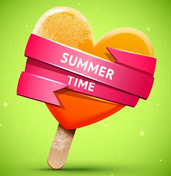 Vecteur de crème glacée orange vif d'été  