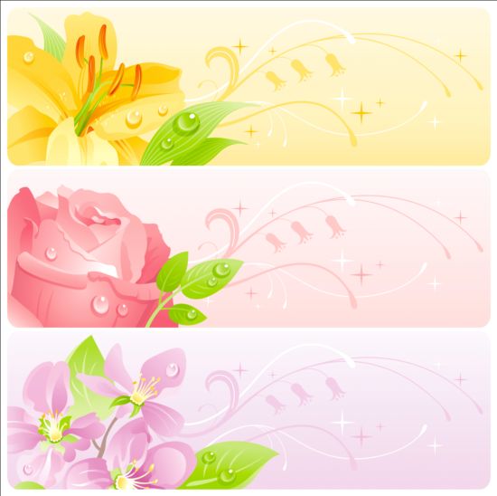 Summer dream flower banner vector 04  