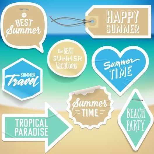 ملصقات الصيف مع العلامات ناقلات مجموعه 10  
