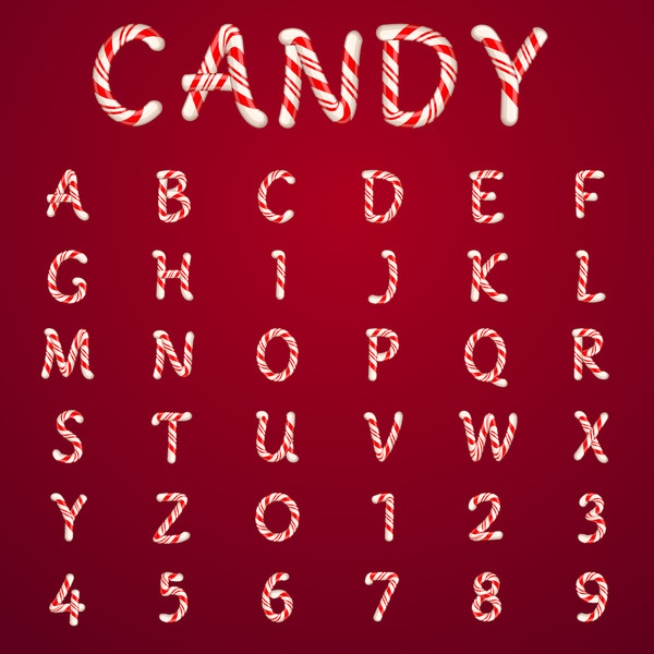 Süßes Süßigkeits-Alphabet vecotr  