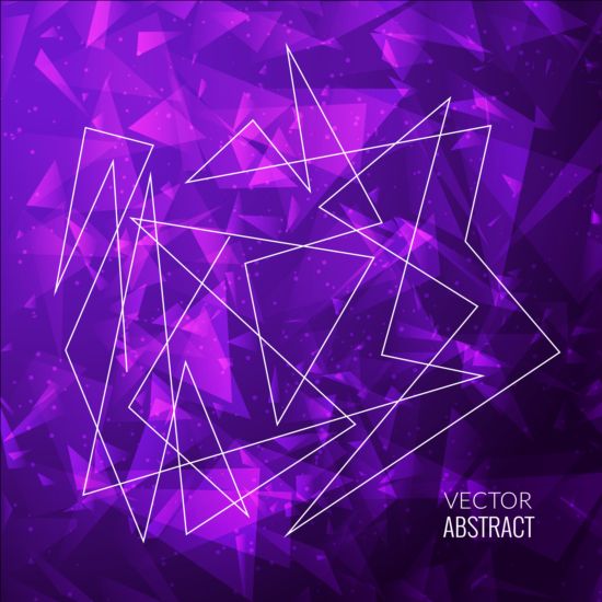 Triangles with purple background vector  