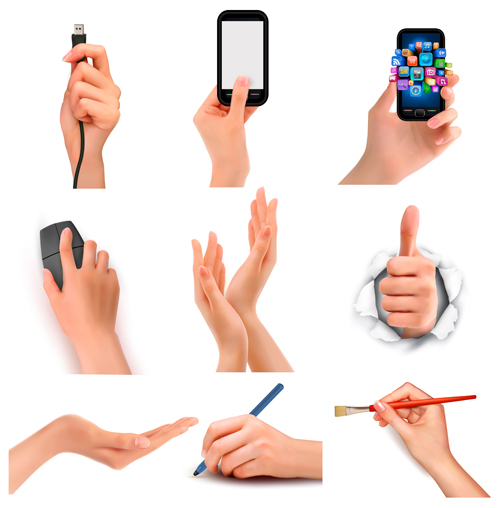 Vector set of hand gestures design graphics 04  