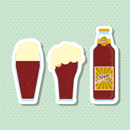 Vintage beer sticker vectors set 07  