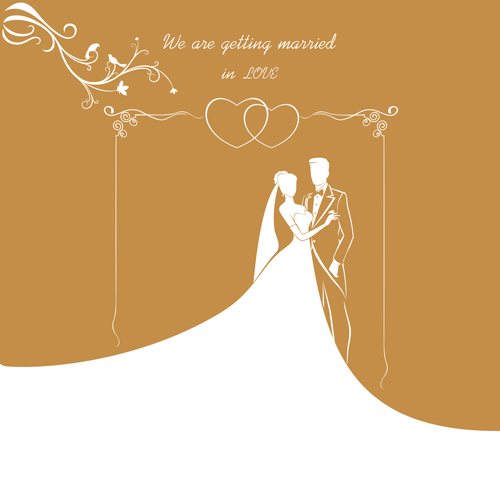 Wedding gold invitation card vector 02  