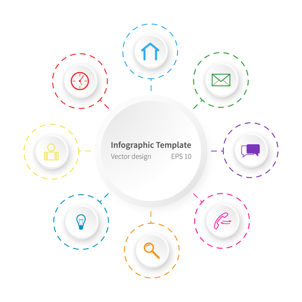 White infographic template with circle vectors design 05  