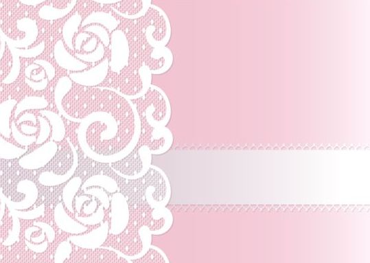 White lace with pink background vector 03  