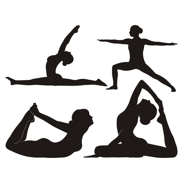 Schwarzer Schattenbildvektor 01 der Yogahaltung  