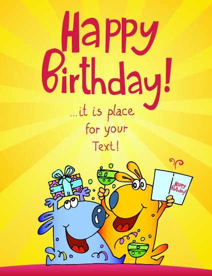 Funny cartoon birthday cards vector 04  