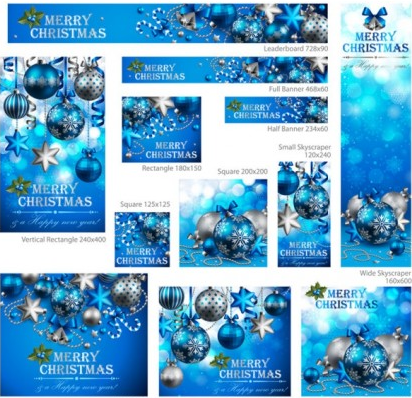 Christmas balls blue styles vector graphics  