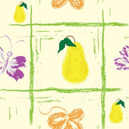 Hand drawn fruit with butterfly seamless pattern vector 04  