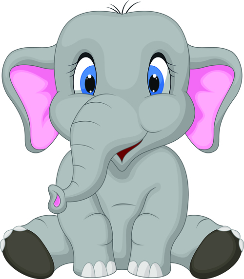 lovely cartoon elephant vector material 03  