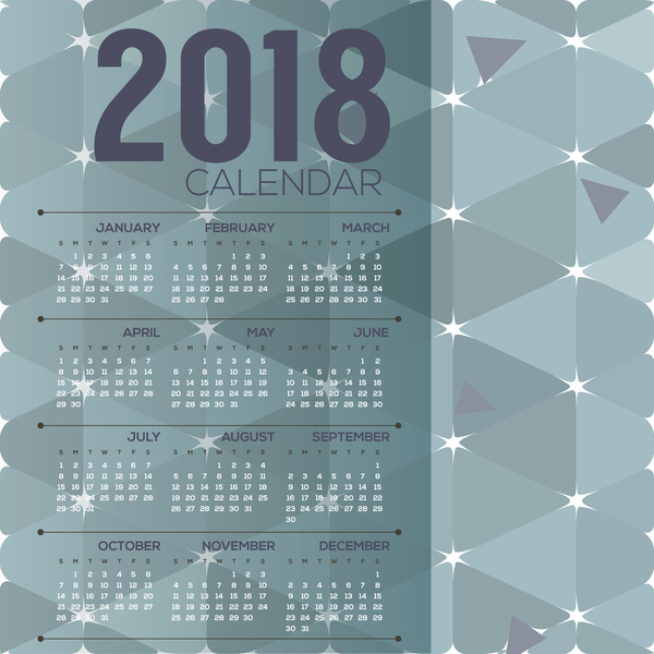 simple 2018 calendrier modèle vectoriel ensemble 02  