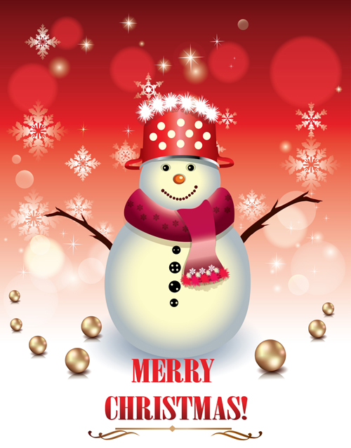 Cute Xmas Snowman design elements vector set 03  