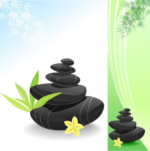 Set of Still life with stones design vector graphics 01  