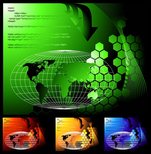 tech earth with web code vector background  