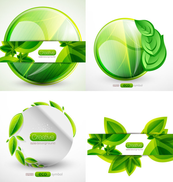 free vector Green leaf label  