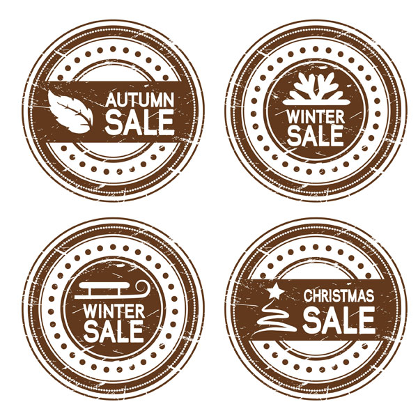 Autumn and winter offer labels stickers vector 03  