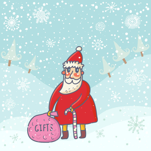 Cute Santa Claus cards design vector 04  