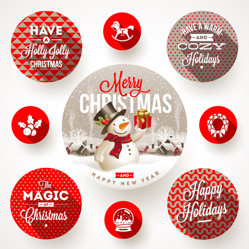 2015 christmas round labels vector 02  