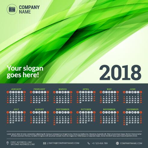 2018 Business Kalender Vorlage Vektoren 03  