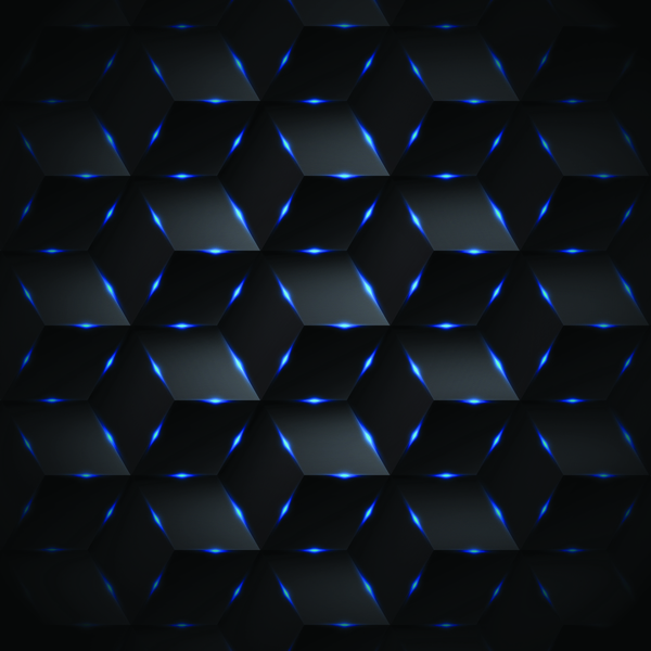 푸른 조명 벡터와 추상 검은 사각형 패턴 배경  