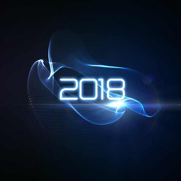 2018年の新年の背景ベクトル07と抽象的な透明な波  