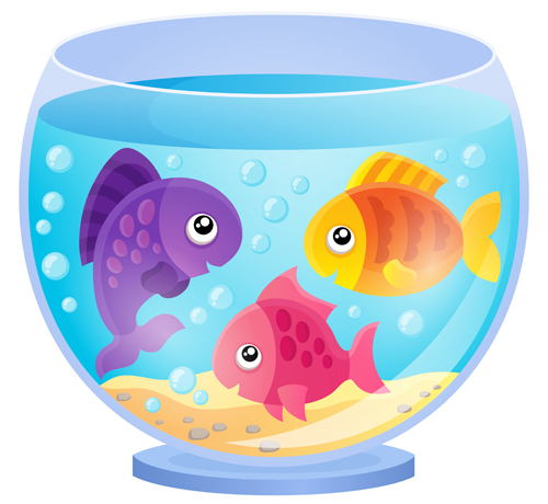 Aquarium with fish cartoon vector set 07  