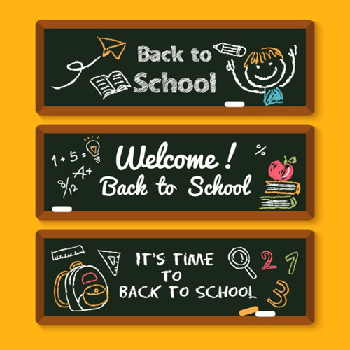 Back to school blackboard banners vectors  