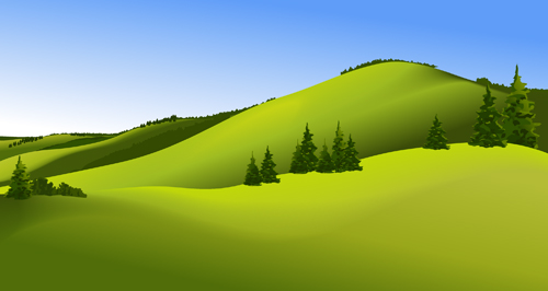 Beautiful fields landscapes vector set 03  
