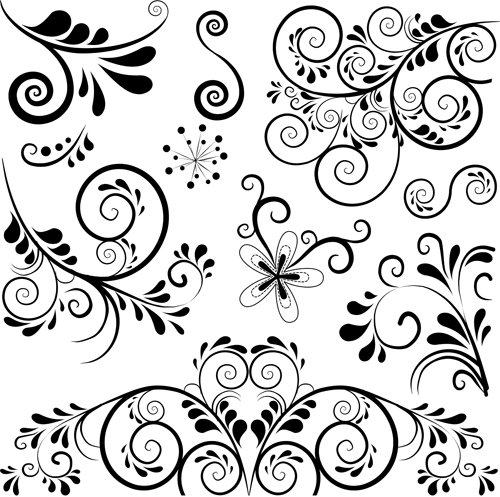 Black floral ornament pattern vector  