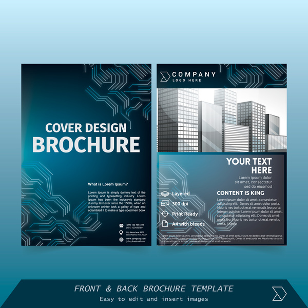 Blaue Stile Broschüre Cover Design Vektor 03  